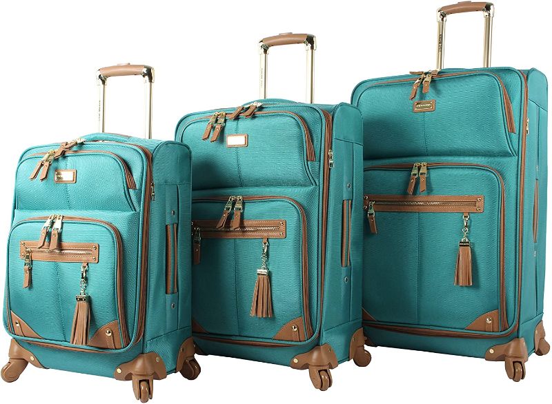 Photo 1 of **STAINS FROM PREVIOUS USE, THREAD IS LOOSE ON BOTTOM OF LARGE SUITCASE**
Steve Madden Designer Luggage Collection - 3 Piece Softside Expandable Lightweight Spinner Suitcase Set - Travel Set includes 20 Inch Carry on, 24 Inch & 28-Inch Checked Suitcases (