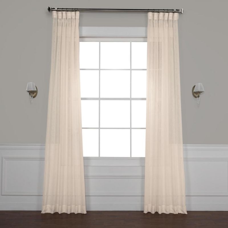 Photo 1 of **ONE PANEL ONLY**
Exclusive Fabrics & Furnishings Beige Solid Rod Pocket Sheer Curtain - 50 in. W X 120 in. L
