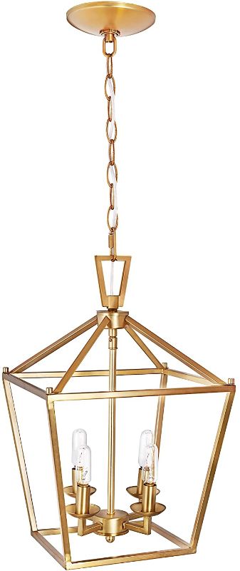 Photo 1 of **SIMILAR TO STOCK PHOTO**
MOTINI 4-Light Gold Lantern Pendant Light in Burnished Brass Finish Metal Geometric Fixture Light for Kitchen Island Cage Chandelier with Adjustable Chain Hang Lighting for Dining Room Foyer
