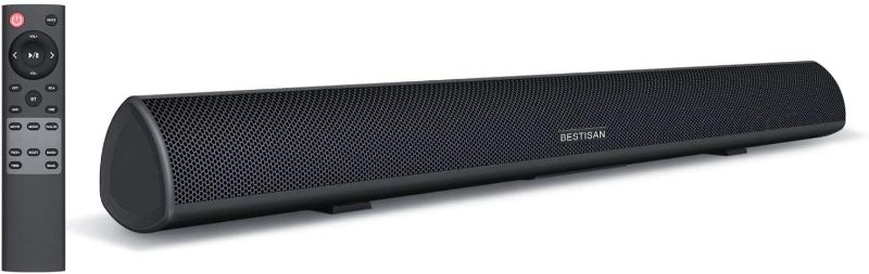 Photo 1 of 
80Watt 34Inch Sound bar, Bestisan Soundbar Bluetooth 5.0 Wireless and Wired Home Theater Speaker (DSP, Bass Adjustable, Optical Cable Included)