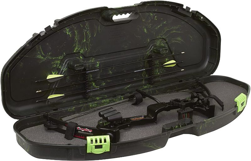 Photo 1 of Plano 110901 41 Inch Heavy Duty Exterior Compact Bow Storage Case with Crush Resistant Pillar Technology and 6 Arrow Storage Space, Green