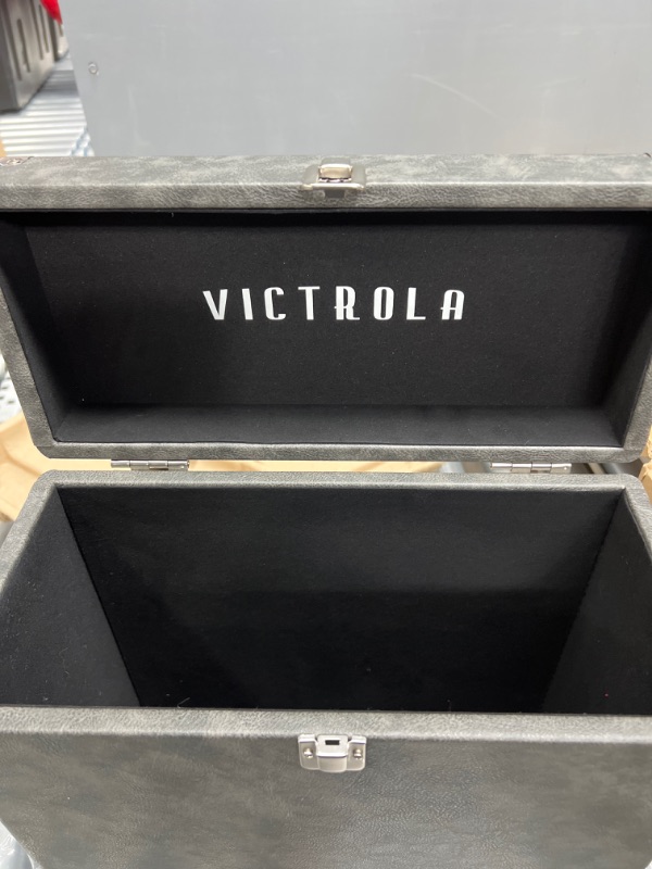 Photo 4 of Victrola Vintage Vinyl Record Storage and Carrying Case, Fits all Standard Records - 33 1/3, 45 and 78 RPM, Holds 30 Albums, Perfect for your Treasured Record Collection, Gray, 1SFA (VSC-20-GRY)