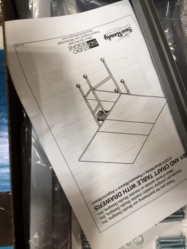Photo 3 of Studio Designs Sew Ready Craft  Overall Dimensions: Table, Silver/White
 Overall Dimensions: 60" W x 36" D x 30.25 - 39.25" 