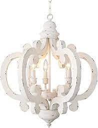 Photo 1 of 21 Inch 3 Light Lynn Geometric Distressed Antique White Wood Chandelier Wood Metal Chandelier Julie Rustic Vintage Farmhouse Wooden Pendant Lamp Entryway Porch Hallway Dining Room Kitchen Lamp
