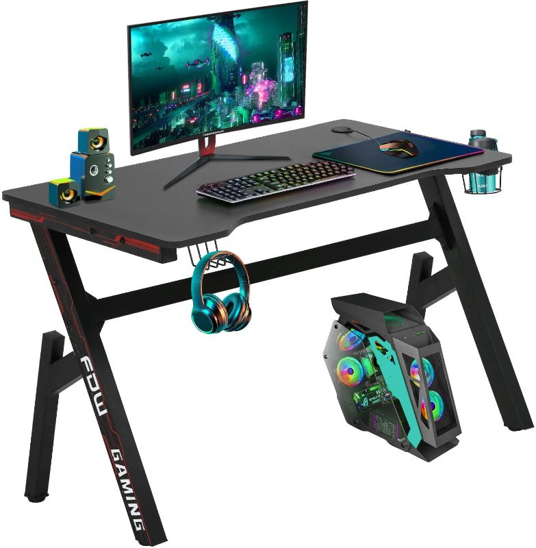 Photo 1 of Computer Desk, Gaming Desk 47.2" Student PC Desk Writing Desk Office Desk Extra Large Modern Ergonomic Racing Style Table Workstation Carbon Fiber Cup Holder Headphone Hook
