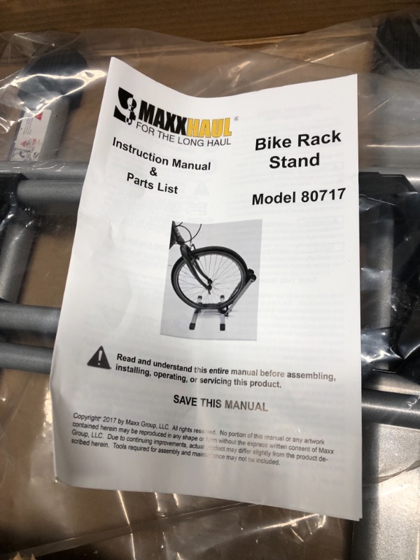 Photo 1 of MaxxHaul 80717 Foldable Floor Bike Stand Fits 20-29 Sports Bicycles
