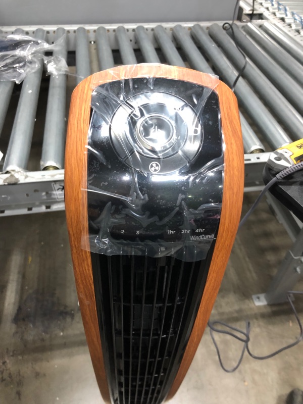 Photo 2 of Lasko 42 in. 3-Speed Wind Curve Tower Fan with Bluetooth Technology, Grey/ Woodgrain
