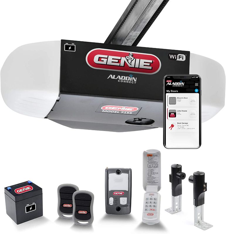 Photo 1 of ***MISSING A RAIL***Genie StealthDrive Connect Model 7155-TKV Smartphone-Controlled Ultra-Quiet Strong Belt Drive Garage Door Opener, Wi-Fi & Battery, Backup - Works with Amazon Alexa & Google Assistant
