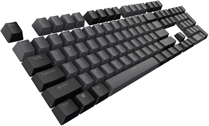 Photo 1 of Tecware PBT Keycaps, Double-Shot PBT Keycap Set, for Mechanical Keyboards, Full 112 Keys Set, OEM Profile, English (US, ANSI) (Black/Gray)
