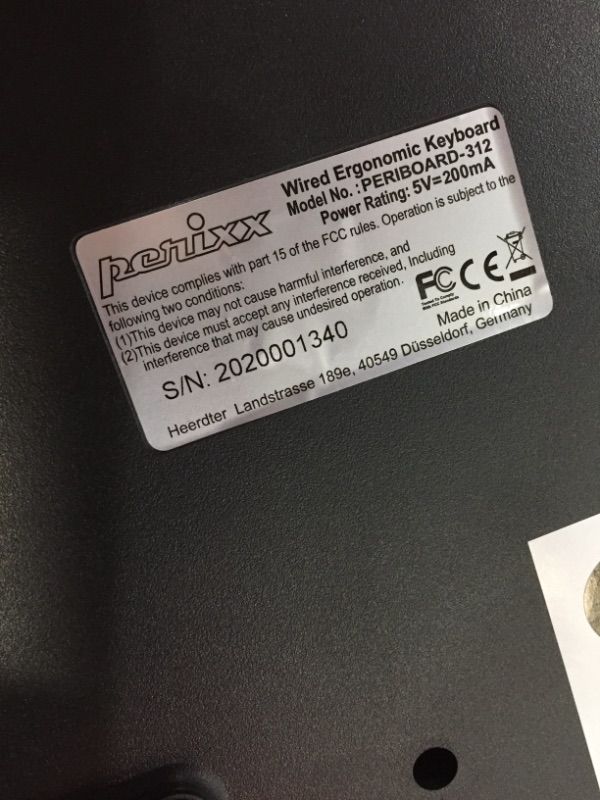 Photo 1 of Perixx PERIBOARD-312/512II W, Ergonomic Split Keyboard Black
