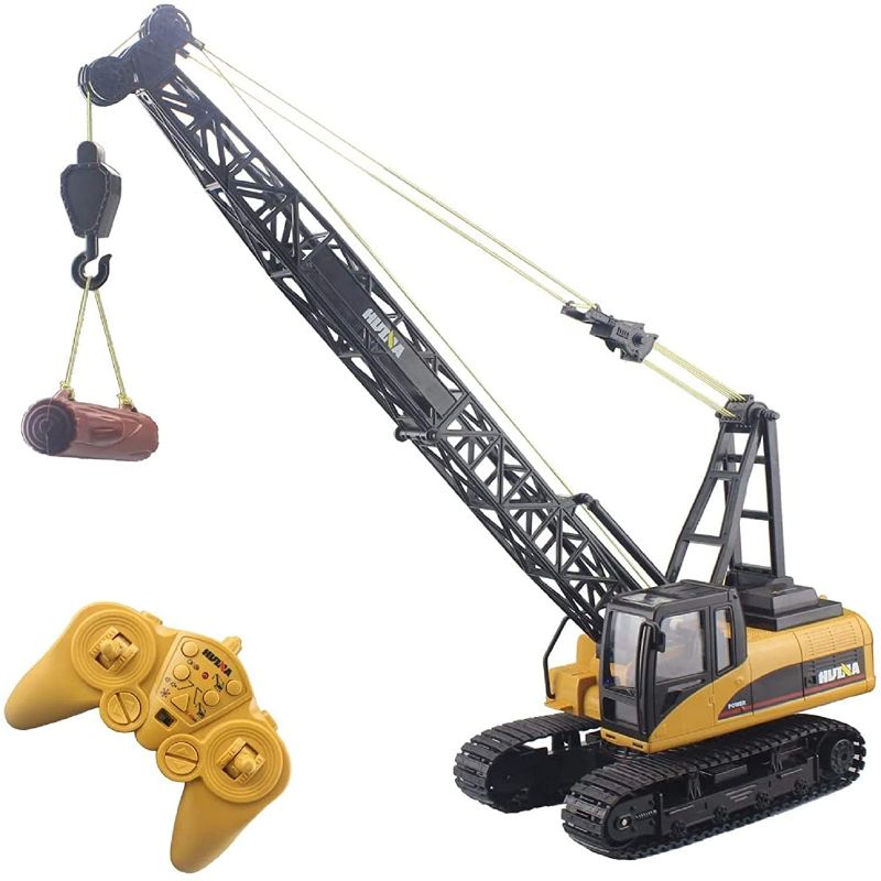 Photo 1 of Fistone RC Truck Crawler Tower Crane Hoist Dragline Die-cast Model Lifiting Cable Remote Control Excavator Tractor Digging Engineering Toy Construction Vehicle
