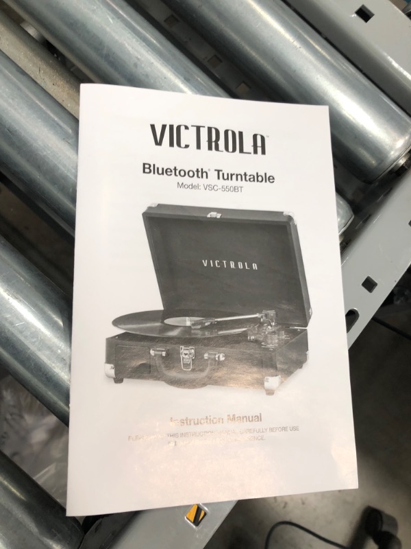 Photo 2 of Victrola Vintage 3-Speed Bluetooth Portable Suitcase Record Player with Built-in Speakers | Upgraded Turntable Audio Sound| Includes Extra Stylus | Black, Model Number: VSC-550BT-BK
