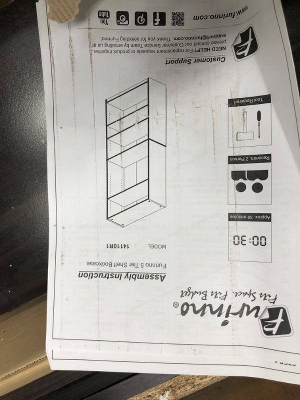 Photo 2 of Furinno JAYA Simply Home 5 - Shelf Bookcase, Adjustable Shelves, Espresso
- Minor cosmetic damaged 