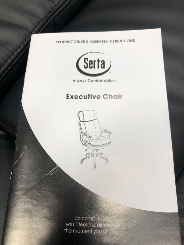 Photo 2 of Serta Big & Tall Executive Office Chair High Back All Day Comfort Ergonomic Lumbar Support, Bonded Leather, Black
