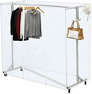 Photo 1 of (FOUND HARDWARE IN ZIPLOCK)
Simple Houseware Industrial Grade Z-Base Garment Rack, 400lb Load with 62" Extra Long bar w/Clear Cover and Tube Bracket
