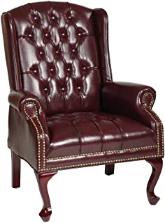 Photo 1 of (BROKEN LEG; SCRATCHES TO LEG)
Office Star Thick Padded Vinyl Tufted High Back Traditional Queen Anne Style Chair