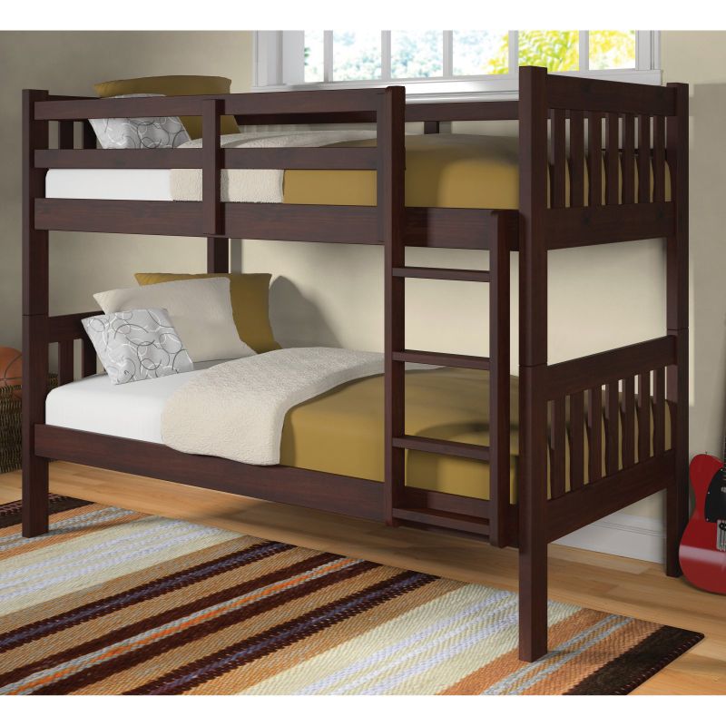 Photo 1 of (INCOMPLETE)
(BOX2OF3)
(REQUIRES BOX1&3 FOR COMPLETION)
Classic Brown Twin Over Twin Bunk Bed - Mission
