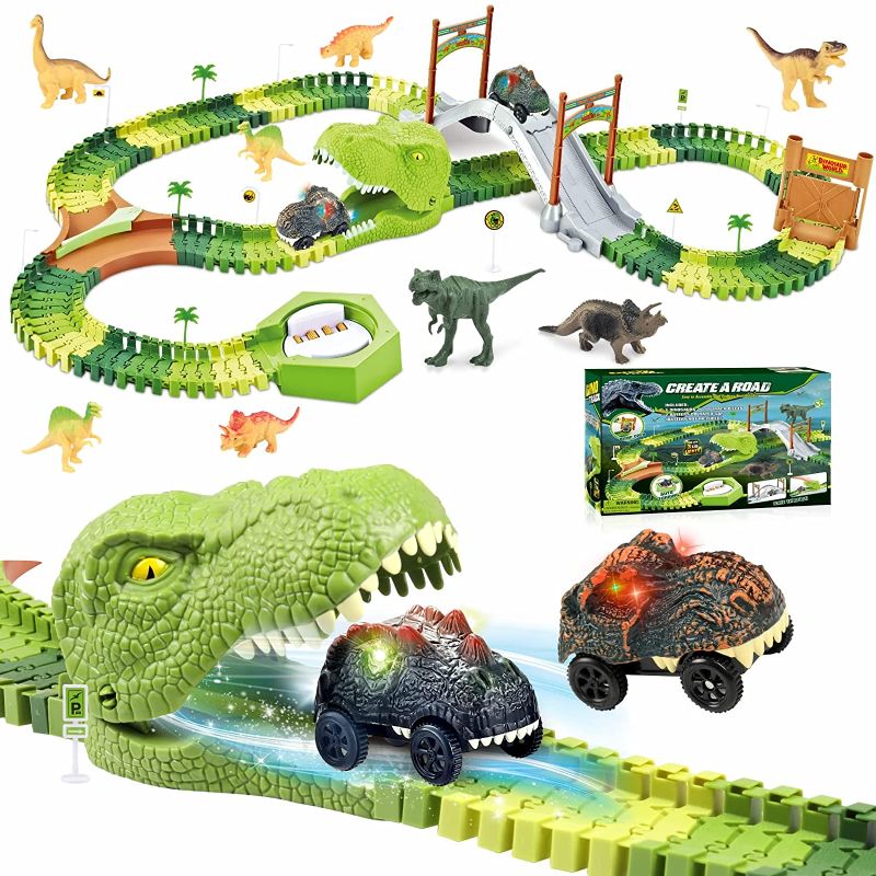 Photo 1 of **SIMILAR TO STOCK PHOTO**
Dinosaur Toys Dinosaur Race Track, 173PCS Flexible Track Playset -8 Dinos, 2 Electric Race Cars with Lights, Double-Layer Bridge Driving, Dinosaur Track to Create A Dinosaur World for Kids Boys Girls
