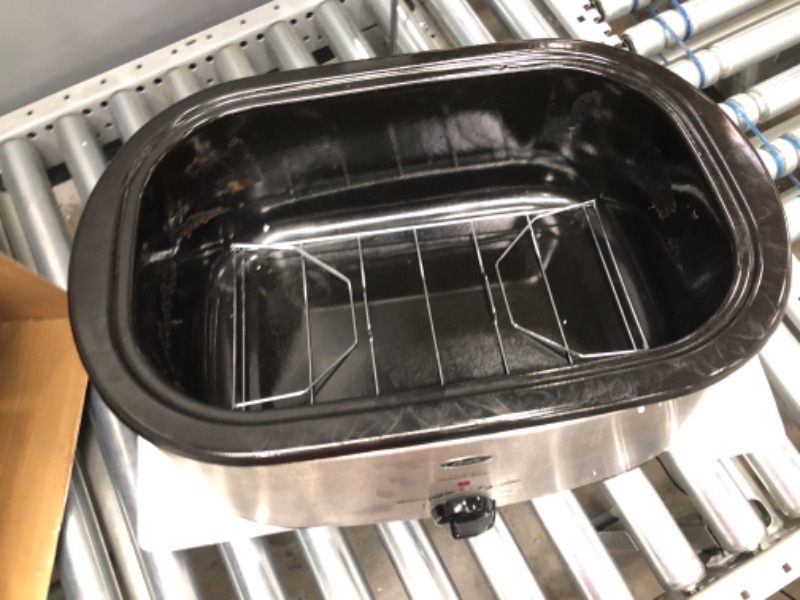Photo 1 of 22 qt. Roaster Oven with Self-Basting Lid in Stainless Steel