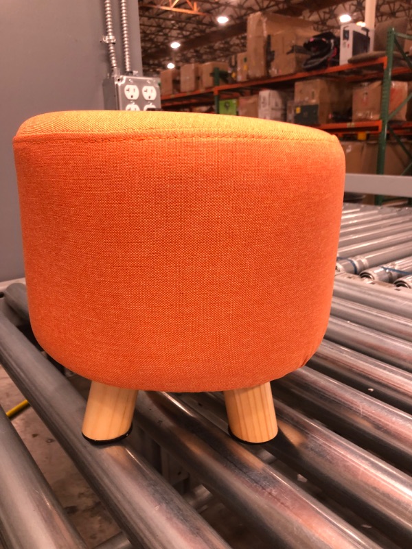 Photo 2 of **SIMILAR TO STOCK PHOTO**
Asense Round Ottoman Foot Rest Stool Linen Fabric Padded Seat Pouf Ottoman with Non-Skid Wooden Legs (Orange)
