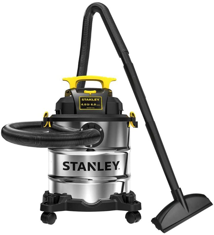 Photo 1 of Stanley SL18116 Wet/Dry Vacuum, 6 Gallon, 4 Horsepower, Stainless Steel Tank, 4.0 HP, Silver+yellow