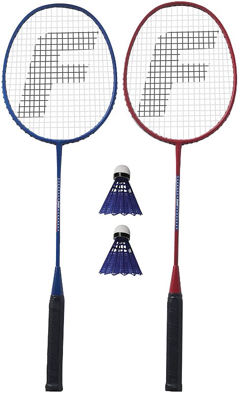 Photo 1 of Franklin Sports 2 Player Badminton Replacement Set - 2 Badminton Racquets and 2 Shuttlecocks - Adults and Kids Backyard Game - Red, Blue, Stars
