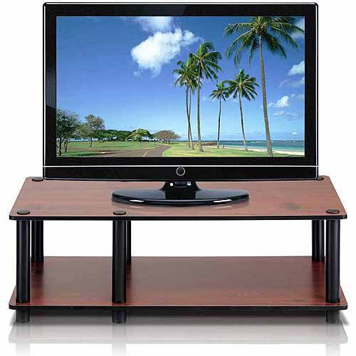 Photo 1 of Just No Tools Mid TV Stand, Dark Cherry with Black Tube - 10.9 X 31.5 X 15.6 in.
