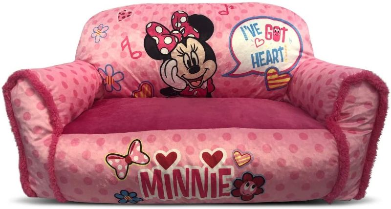 Photo 1 of Disney Minnie Mouse Toddler Double Bean Bag Sofa Chair with Sherpa Trim , Pink
