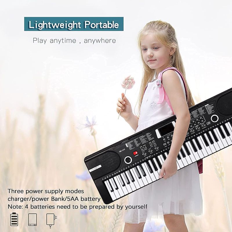 Photo 1 of 61 Keys Keyboard Piano, HAIHEUG Electronic Digital Piano with Built-In Speaker Microphone, Sheet Stand and Power Supply, Portable Keyboard Gift Teaching for Beginners
