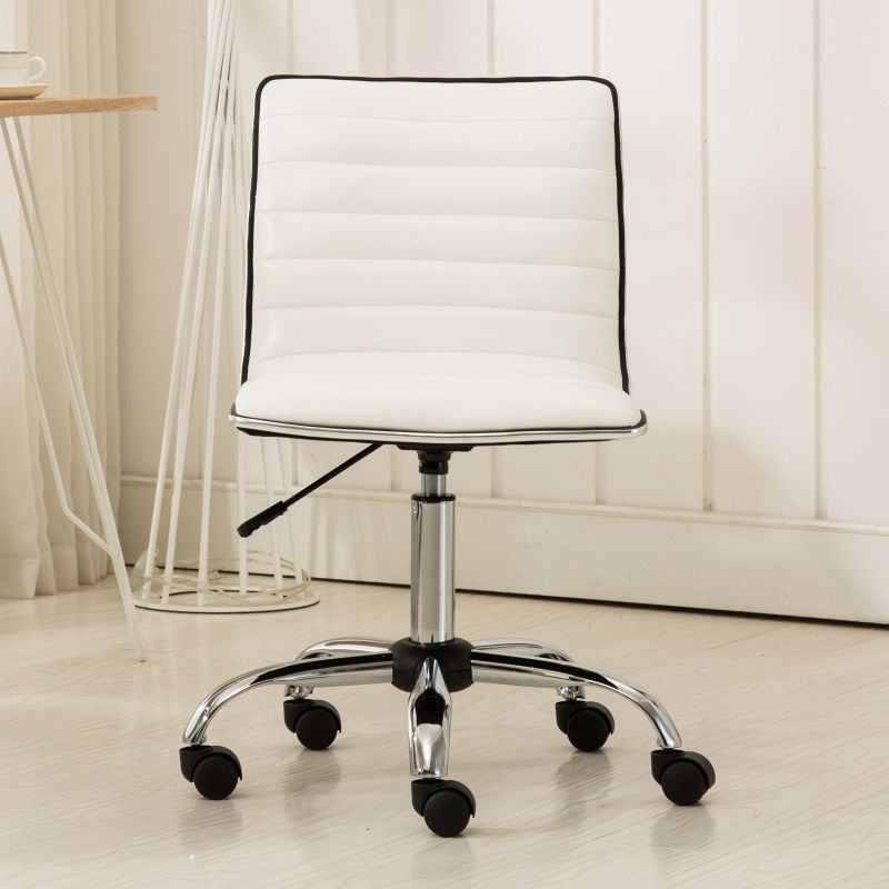 Photo 1 of Roundhill Furniture Fremo Faux Leather Adjustable Air Lift Office Chair in White
