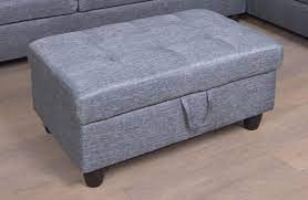 Photo 1 of 3 PC Sectional Sofa Set, Gray Linen Right -Facing Chaise with Free Storage Ottoman