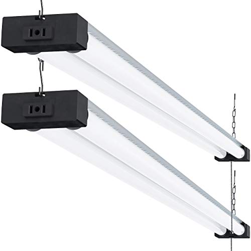 Photo 1 of Sunco Lighting 2 Pack Industrial LED Shop Light, 4 FT, Linkable Integrated T8 Fixture, 40W=260W, 6000K Daylight Deluxe, 4000 LM, Surface + Suspension
