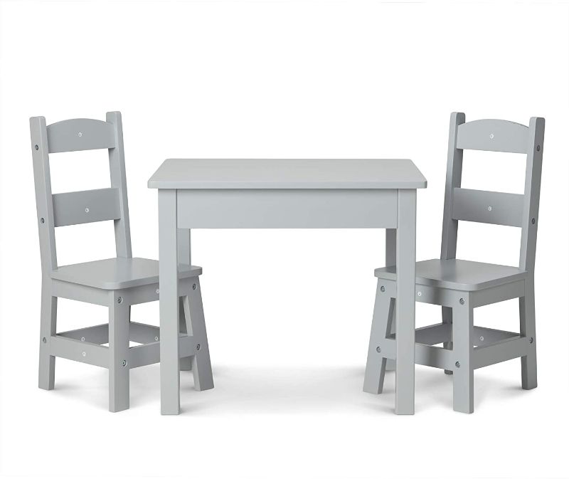 Photo 1 of Melissa & Doug Wooden Table & Chairs-Gray Kids Furniture
