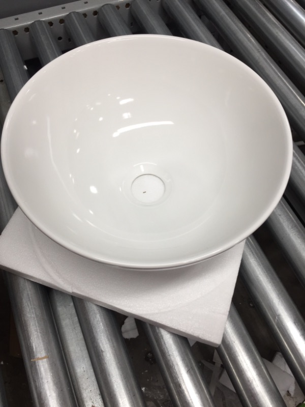 Photo 2 of 11" Round White Ceramic Vessel Sink - Modern Above Counter Bathroom Vanity Bowl
