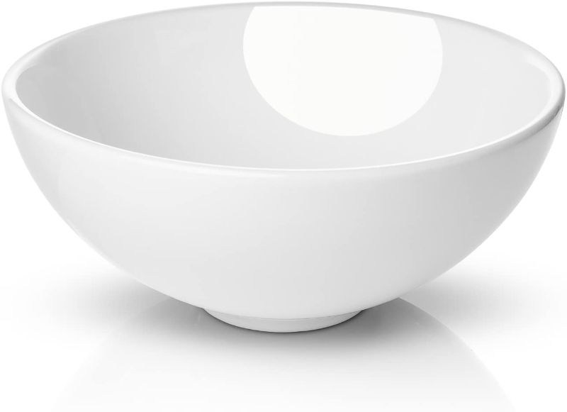 Photo 1 of 11" Round White Ceramic Vessel Sink - Modern Above Counter Bathroom Vanity Bowl
