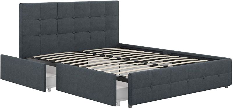 Photo 1 of ***INCOMPLETE, BOX 2 OF 2*** Dorel Upholstered GREY Storage King Platform Bed 4 Drawers Luxury