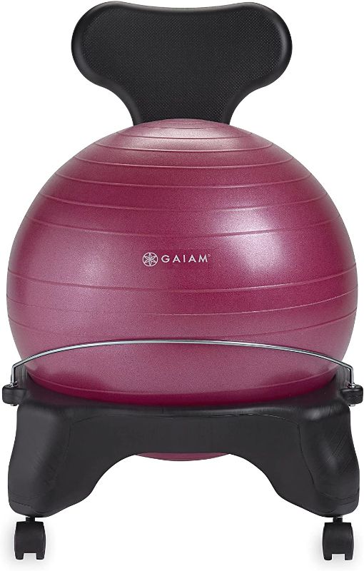 Photo 1 of Gaiam Classic Balance Ball Chair – Exercise Stability Yoga Ball Premium Ergonomic Chair for Home and Office Desk with Air Pump, ?22 x 22 x 31 inches
