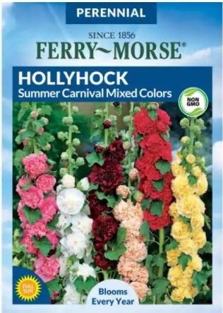 Photo 1 of 12 PACKS: 
Ferry-Morse
Hollyhock Summer Carnival Mixed Colors Seed Best by 12/22