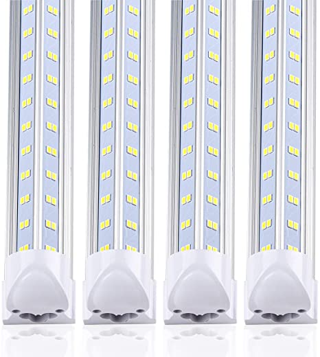 Photo 1 of (10-Pack) 8ft LED Shop Light Fixture, V Shape 100w 14500LM 5000K ( Daylight White),8 Foot Led Lights, 96'' T8 Integrated LED Tube, Linkable Led Bulbs for Garage, Warehouse, Plug and Play, Clear Lens
