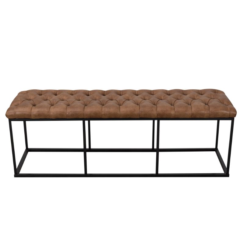 Photo 1 of ***PARTS ONLY*** HomePop Faux Leather Button Tufted Decorative Bench with Metal Base, Brown HomePop Faux Leather Button Tufted Decorative Bench with Metal Base, BrownHomePop Faux Leather Button Tufted Decorative Bench with Metal Base, BrownHomePop Faux Le