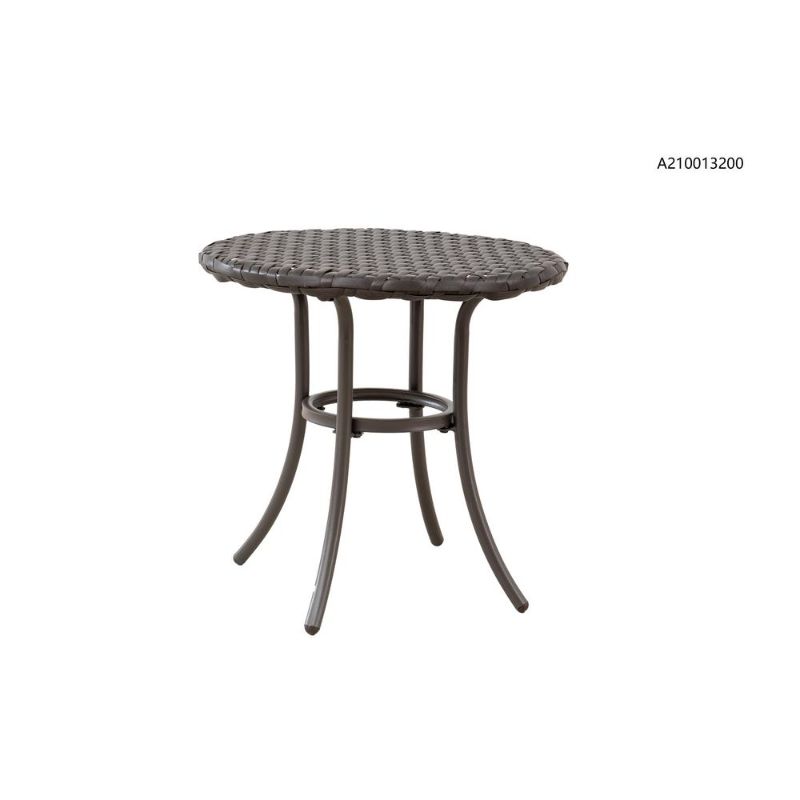 Photo 1 of 18 in. Mix and Match Brown Round Metal Outdoor Patio Accent Table
