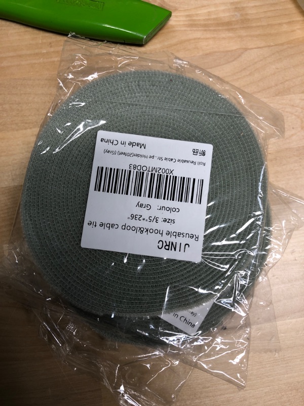 Photo 1 of **SET OF 3**
Hook and Loop Tape Strap Cable Ties Fastener (Gray)  - Sticky Self Adhesive Nylon Fabric Roll Wrap, Reusable for Cutting Custom Length Cord Wire Fastening
