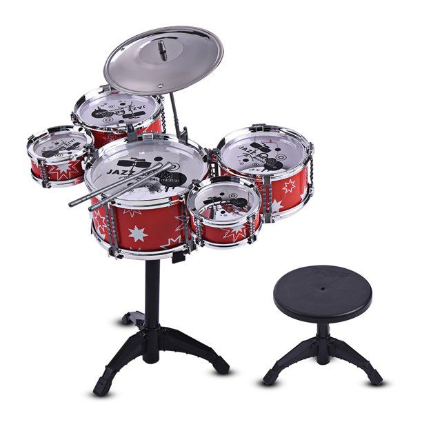 Photo 1 of **PARTS ONLY**DIFFERNT FROM STOCK PHOTO
 Kids Jazz Drum Set Kit Musical Educational Instrument Toy 5 Drums + 1 Cymbal with Small Stool Drum Sticks for Boys Girls
