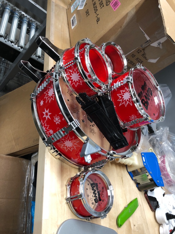 Photo 2 of **PARTS ONLY**DIFFERNT FROM STOCK PHOTO
 Kids Jazz Drum Set Kit Musical Educational Instrument Toy 5 Drums + 1 Cymbal with Small Stool Drum Sticks for Boys Girls
