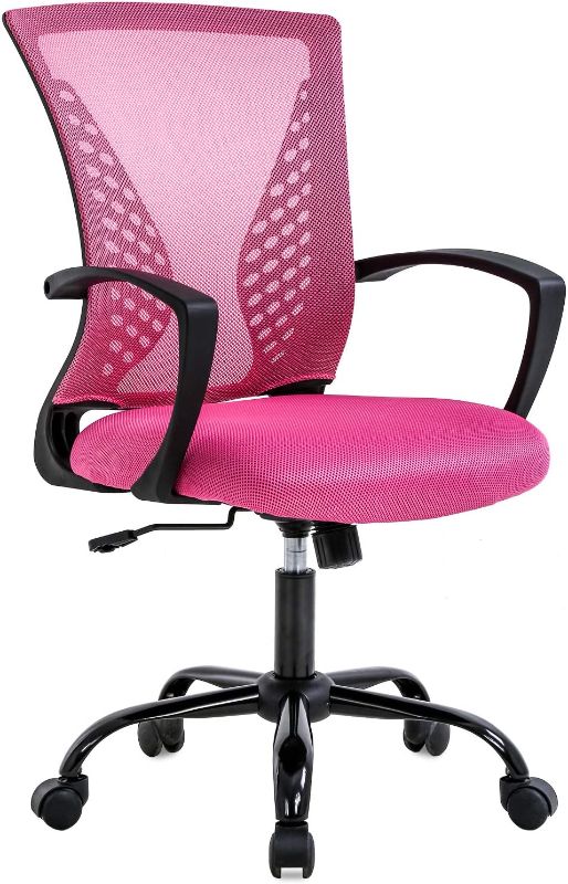 Photo 1 of **PARTS ONLY**
Office Chair Desk Chair Computer Chair with Lumbar Support Armrest Mid Back Rolling Swivel Task Adjustable Mesh Ergonomic Chair for Women Adults, Pink
