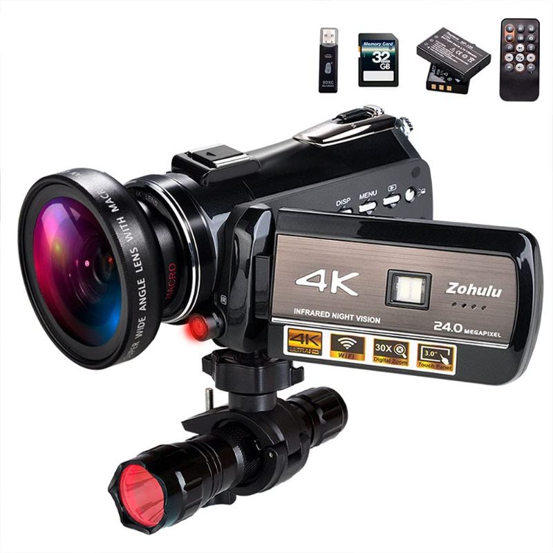 Photo 1 of 4K WiFi Full Spectrum Camcorders, Ultra HD Infrared Night Vision Paranormal Investigation Video Camera with 60fps 24MP 30X Digital Zoom - Ghost Hunting Camera(with 2 Batteries, 2TB SD Card Included)