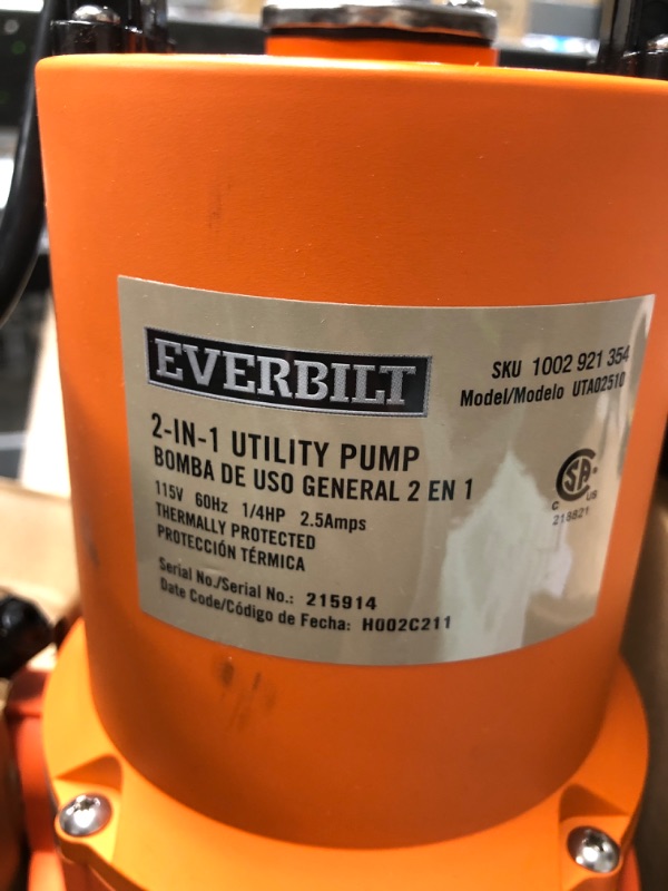 Photo 1 of 1/4 HP 2-in-1 Utility Pump
