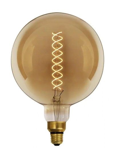 Photo 1 of 60-Watt Equivalent G63 Dimmable Spiral Filament Oversized Amber Glass E26 Vintage Edison LED Light Bulb, Warm White
