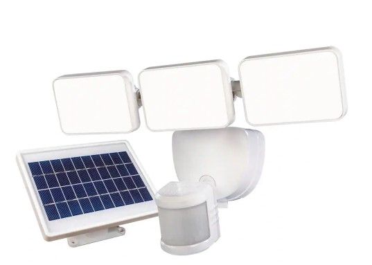 Photo 1 of 180° 3-Head White Solar Powered Motion Outdoor Integrated LED Flood Light

