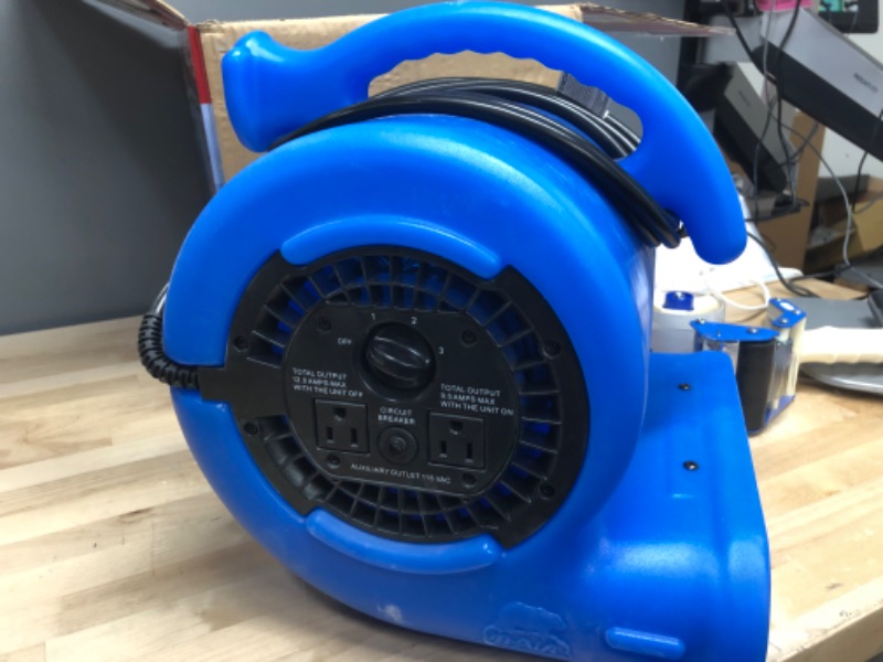 Photo 2 of 1/4 HP Air Mover Blower Fan for Water Damage Restoration Carpet Dryer Floor Home and Plumbing Use in Blue
